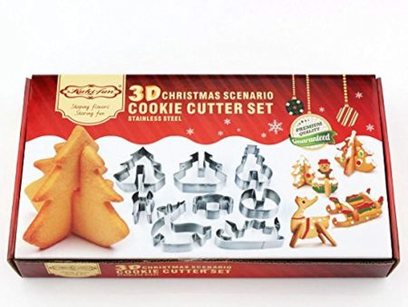 ULee 3D Christmas Cookie Cutters Set - 8 Piece Stainless Steel Cookie Cutters Including Christmas tree, Snowman, Deer & Sled Shapes Online