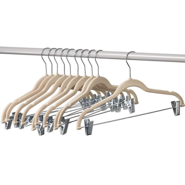 Home-it 10 Pack Clothes Hangers with clips -  IVORY Velvet Hangers for skirt hangers - Clothes Hanger - pants hangers - Ultra Thin No Slip Online