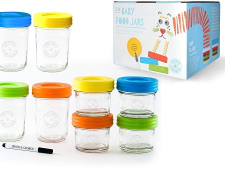 Glass Baby Food Storage Containers - Set contains Small Reusable 4oz and 8oz Jars with Airtight Lids - Safely Freeze your Homemade Baby Food Hot on Sale