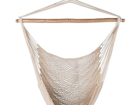 Lazy Daze Hammocks Hanging Caribbean Hammock Chair, Soft-Spun Cotton Rope, 40 Inch Hardwood Spreader Bar Wide Seat, Max Weight 300 Pounds, Natural Supply