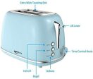 2 Slice Toaster Retro Stainless Steel Toaster with Bagel, Cancel, Defrost Function and 6 Bread Shade Settings Bread Toaster, Extra Wide Slot and Removable Crumb Tray, Blue by Keenstone For Sale