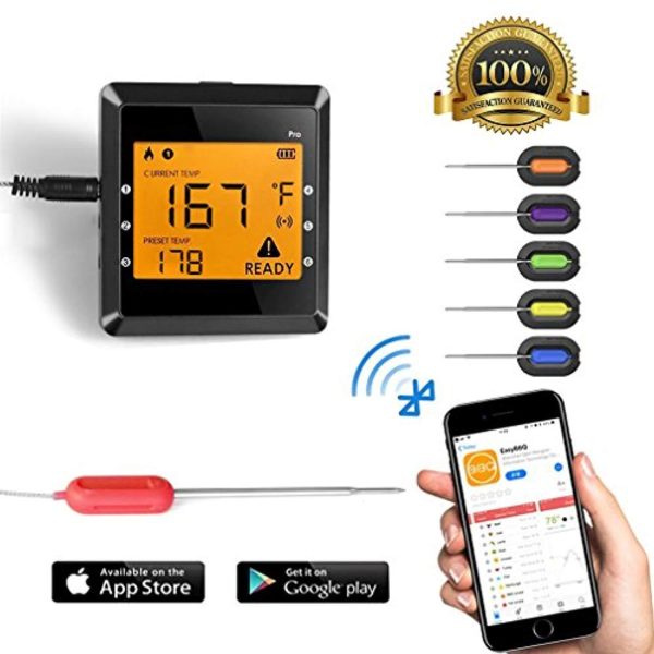 Digital Meat thermometer for Grilling, ICOCO Best Instant Read Oven Meat Thermometer with 6 Probes Ultra Fast Easy Electronic BBQ and Kitchen Food Thermometer for Cooking, Grill,Candy Cheap