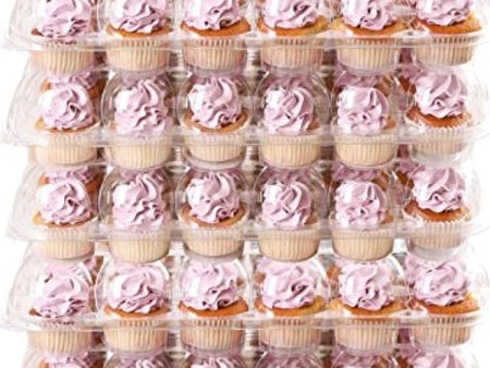 (6 Pack) Fill nGo Carrier Holds 24 Standard Cupcakes - Ultra Sturdy Cupcake Boxes | Tall Dome Detachable Lid | Clear Plastic Disposable Containers | Storage Tray | Travel Holder | Also Regular Muffins Online Sale