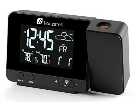 Projection Clock, Digital Projection Alarm Clock with Weather Station, Indoor Outdoor Thermometer, USB Charger, Dual Alarm Clocks for Bedrooms, LED Display with Dimmer, 12 24 Hours Hot on Sale