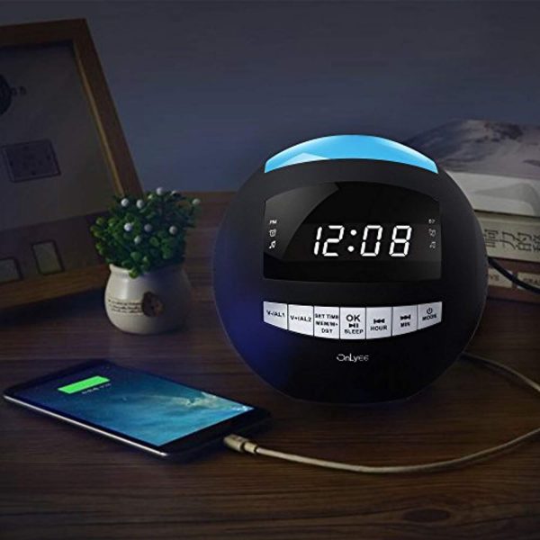 OnLyee Bluetooth Alarm Clock Radio, AM FM Radio, Digital LED, 7 Colored Night Light, AUX, Speaker, Dual USB Chargers, Dual Alarms - Kids Desk Kitchen Bedroom and Heavy Sleepers For Cheap