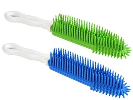 [2Pcs] Pet Hair Remove Brush, Best Car & Auto Detailing Brush Portable Dogs Cats Hair&Lint Remover Brush Rubber Massage Brush for Car&Auto Furniture, Carpet, Clothes, Leather (Blue and Green) Supply