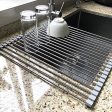 17.7  x 15.5  Large Dish Drying Rack, Attom Tech Home Roll Up Dish Racks Multipurpose Foldable Stainless Steel Over Sink Kitchen Drainer Rack for Cups Fruits Vegetables Cheap