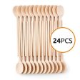 12- Inch Wooden Kitchen Spoons Baking Mixing Serving Craft Utensils Bulk Oval Spoon Puppets Long Handle Beechwood - Set of 24 - MR. WOODWARE Supply