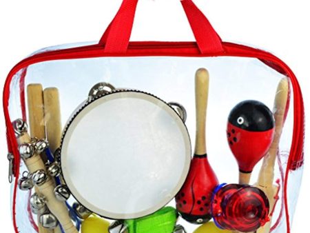 10 Types Musical Instruments for Kids, Bantoye Tambourine Set Wooden Percussion Instruments Toy for Kids Preschool Educational Online Sale