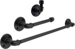 Industrial Pipe Bathroom Hardware Fixture Set by Pipe Decor 3 Piece Kit Includes Robe Hook, 18 Inch Towel Bar and Toilet Paper Holder, Heavy Duty DIY Style, Modern Chic Electroplated Black Finish For Cheap