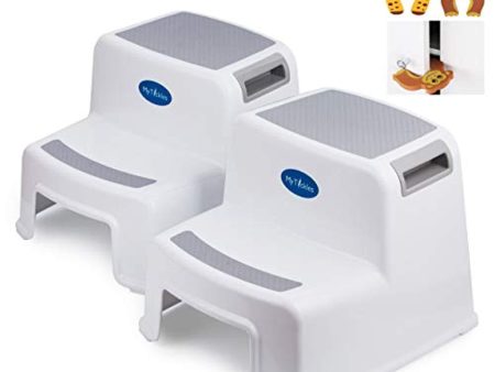 (2 Pack) 2 Step Stool for Kids with 2 Free Finger Pinch Guards! Perfect for The Bathroom and Kitchen, with Extra Thick Anti-Slip Rubber Feet. Fashion