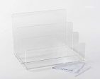 Crystal Clear Acrylic Desktop File Sorter Holder - Lucite Mail, Paper, File Folder Organizer – Eyeshadow, Makeup Palette and Electronics Organizer - Thick Cast Acrylic - Unum - 9  x 6.75  x 6.5  Discount