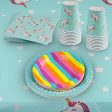 102 Piece Rainbow Unicorn Party Supplies Set Including Banner, Plates, Cups, Napkins, Straws, and Tablecloth, Serves 20 For Discount