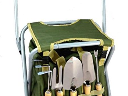 10-piece Gardening Tool Set with Zippered Detachable Tote and Folding Stool Seat with Backrest Cheap