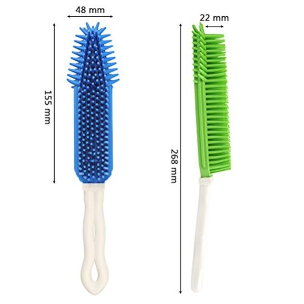 [2Pcs] Pet Hair Remove Brush, Best Car & Auto Detailing Brush Portable Dogs Cats Hair&Lint Remover Brush Rubber Massage Brush for Car&Auto Furniture, Carpet, Clothes, Leather (Blue and Green) Supply