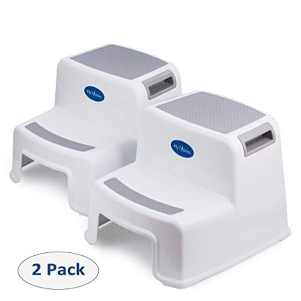 (2 Pack) 2 Step Stool for Kids with 2 Free Finger Pinch Guards! Perfect for The Bathroom and Kitchen, with Extra Thick Anti-Slip Rubber Feet. Fashion