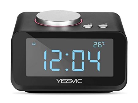 YISSVIC Digital Alarm Clock with 3.2” Display FM Radio AUX-in Speaker Indoor Thermometer 2 USB Charger Port Snooze and Dual Alarm for Bedroom Black (3.2  ) Online now