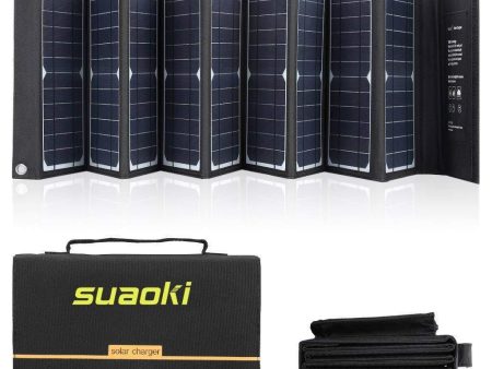 SUAOKI Solar Charger 60W Portable Solar Panel Foldable High Efficiency 5V USB 18V DC Dual Output Charger for Laptop Tablet GPS iPhone iPad Camera Other 5-18V Device Cheap