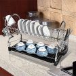 2-Tier Dish Rack and DrainBoard 22  x15 x10  Kitchen Chrome Cup Dish Drying Rack Tray Cultery Dish Drainer For Discount