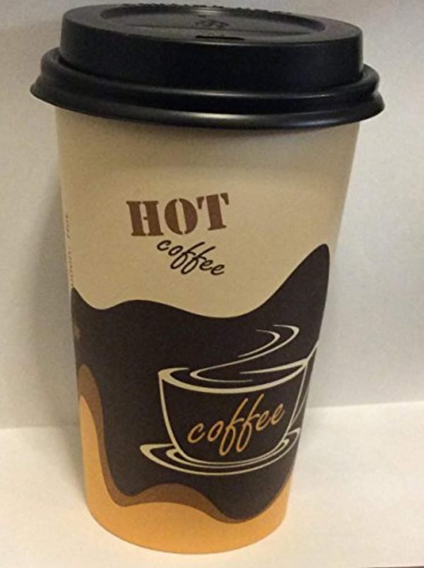 16 oz Paper Coffee Cups with lids - 100 sets- Plus 5-Clip on Cup Handles Fashion