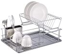 1208S 2 Tier Dish Drainer Dish Rack with Removable Utensil Cup for Kitchen Counter, Stainless Steel Cheap