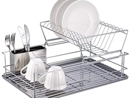 1208S 2 Tier Dish Drainer Dish Rack with Removable Utensil Cup for Kitchen Counter, Stainless Steel Cheap