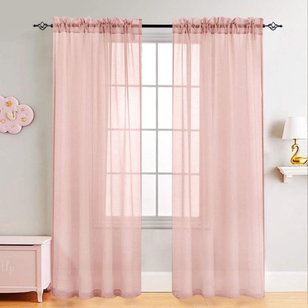 2 Panel Sheer Curtains White 84 inch Living Room Drapes Window Curtain Voile Sheers Linen Textured Hot on Sale