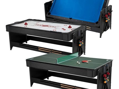 Fat Cat Pockey 7ft Black 3-in-1 Air Hockey, Billiards, and Table Tennis Table Online