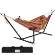 Best Choice Products Outdoor Double Hammock Set w  Steel Stand, Cup Holder, Tray, and Carrying Bag - Desert Stripe Discount