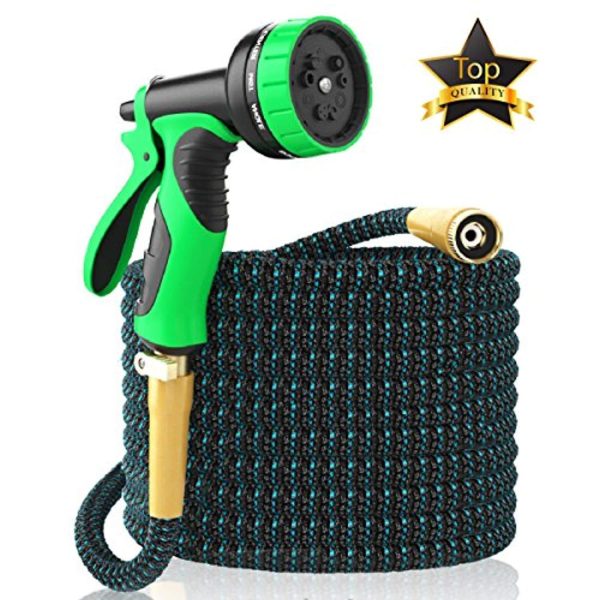 [New 2018] Expandable Garden Hose 50Ft Extra Strong – Brass Connectors with Protectors 100% No-Rust & Leak, 9-Way Spray Nozzle - Best Water Hose for Pocket Use - 100% Flexible Expanding up to 50 ft Online Hot Sale