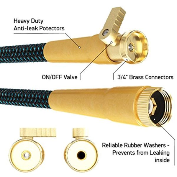 2018 Expandable Garden Hose 50Ft Extra Strong - Brass Connectors with Protectors 100% No-Rust & Leak, 9-Way Spray Nozzle - Best Water Hose for Pocket Use - 100% Flexible Expanding up to 50 ft by The Best Industries Online now