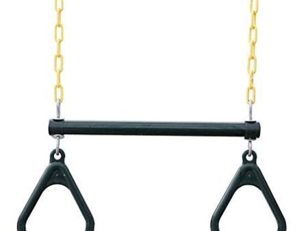 18  Trapeze Bar with Rings - Heavy Duty Steel with Plastic Coated Chains For Cheap