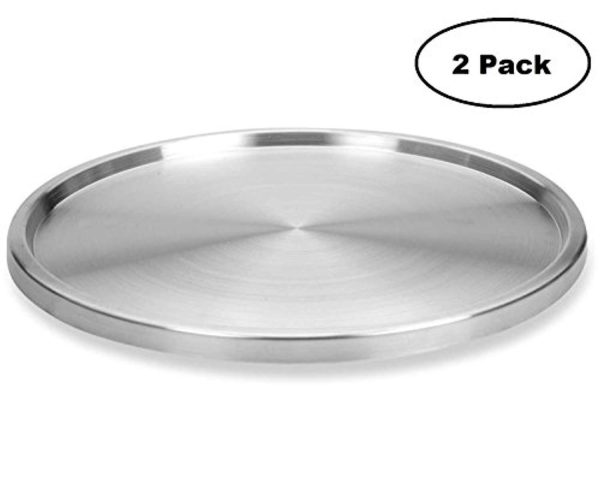 1 Tier Lazy Susan 2 Pack: Stainless Steel 360 Degree Turntable – Rotating 2-Level Tabletop Stand For Your Dining Table, Kitchen Counters And Cabinets – Turning Table Spice Rack Organizer Tray - 2 Pack by Lovotex Supply