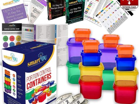 21 Day Portion Control Containers Kit - Nutrition Diet, Multi-Color Coded Weight Loss System. Complete Guide + PDF Planner + Recipe eBook and Tape Measure - BPA Free - 7 PC Online Hot Sale