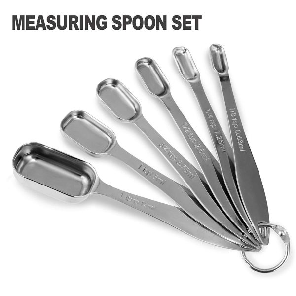 13-piece Measuring Cups and Spoons Set, 18 8 Stainless Steel Heavy Duty Good Grips with Ring Connector Discount