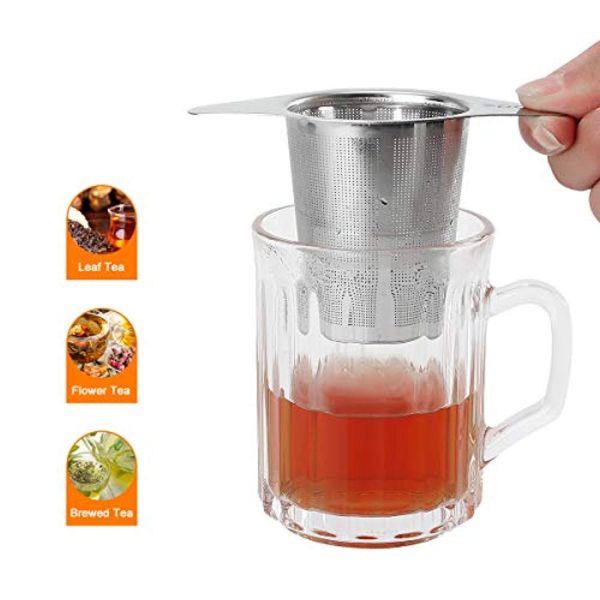 ZPOSE Tea Strainer FDA Approved 304 Stainless Steel Tea Filter, Large Capacity & Double Handle Design Perfect Hanging on Teapot Cups, Fine Mesh Tea Infusers for Loose Tea Hot on Sale