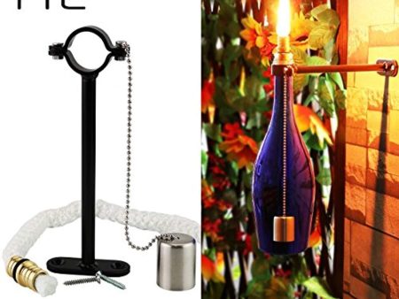 YTE Tiki Torch Kit Wine Bottle With Wicks Brass,DIY Home Decor Kit,Tiki Bar Lighting,Glass Bottle Light for Outdoor Garden Lighting Party For Cheap