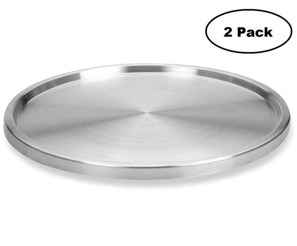 1 Tier Lazy Susan 2 Pack: Stainless Steel 360 Degree Turntable – Rotating 2-Level Tabletop Stand For Your Dining Table, Kitchen Counters And Cabinets – Turning Table Spice Rack Organizer Tray - 2 Pack by Lovotex Supply