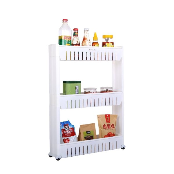 Home-Man Laundry Room Organizer, Mobile Shelving Unit Organizer with 5 Large Storage Baskets, Gap Storage Slim Slide Out Pantry Storage Rack for Narrow Spaces Cheap