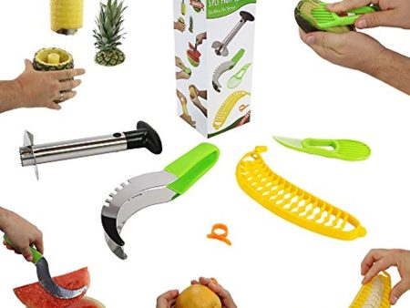 #1 Fruit Slicer Set of 5 by Coogue VALUE PACK: Pineapple Corer, Watermelon Slicer, Avocado Slicer, Banana Slicer, Orange Peeler. Enjoy your cutter knife tools a kitchen gadget to have fun with! Online now