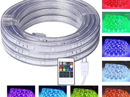 16.4 Feet Flat Flexible LED Rope Lights, Color Changing RGB Strip Light with Remote Control, 8 Colors Multiple Modes, Plug in Novelty Light, Connectable and Waterproof for Home Kitchen Outdoor Use Sale