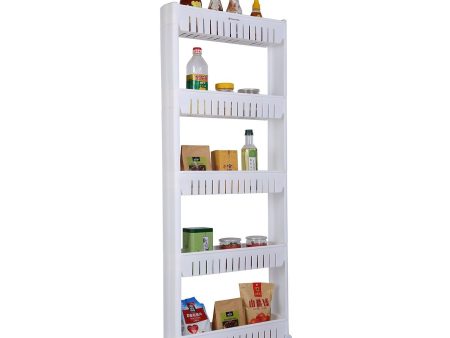 Home-Man Laundry Room Organizer, Mobile Shelving Unit Organizer with 5 Large Storage Baskets, Gap Storage Slim Slide Out Pantry Storage Rack for Narrow Spaces Cheap