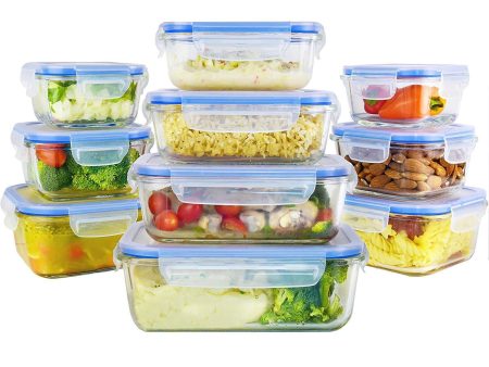 Zestkit Glass Food Storage Containers Set ZK-CS11 Rectangular   Round Container with Airtight Transparent Lids, BPA-Free, Leak Proof. Use for Home, Kitchen, Restaurant (10 Containers + 10 Lids) Discount