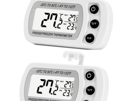 2 Pack Digital Refrigerator Freezer Thermometer,Max Min Record Function with Large LCD Display Supply