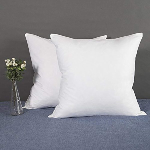 YSTHER 2pcs Square 18 inch Pillow Inserts Stuff with Down and Feather, Cotton Euro Decoration Cushion For Cheap