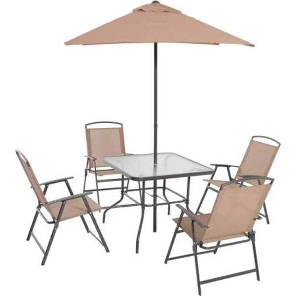 Mainstays Albany Lane 6-Piece Folding Seating Set, Tan For Discount