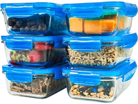 [6-Pack, 28oz] Glass Meal Prep Containers - Glass Food Storage Containers - Great for Lunch Portion Control and Food Prep - Glass Storage Containers with BPA-Free Locking Lids - Elacra Online now