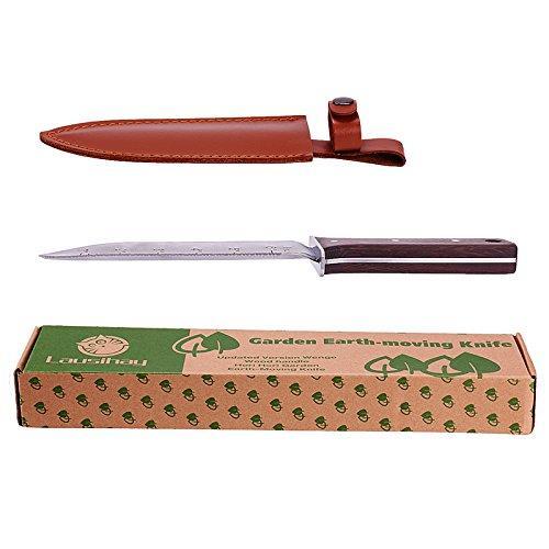 12   Hori Hori Garden Knife,Perfect Garden Tool for Gardening,Landscaping&Digging(7   Stainless Steel Blade with Ruler&Wood Handle), Leather Sheath, Plus Free Paper Knife! Supply