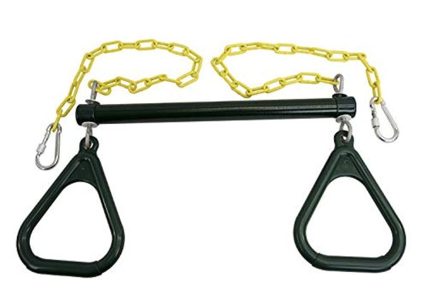 18  Trapeze Bar with Rings - Heavy Duty Steel with Plastic Coated Chains For Cheap