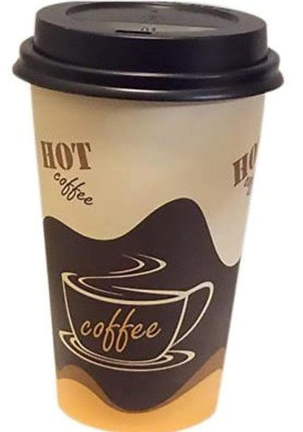 16 oz Paper Coffee Cups with lids - 100 sets- Plus 5-Clip on Cup Handles Fashion